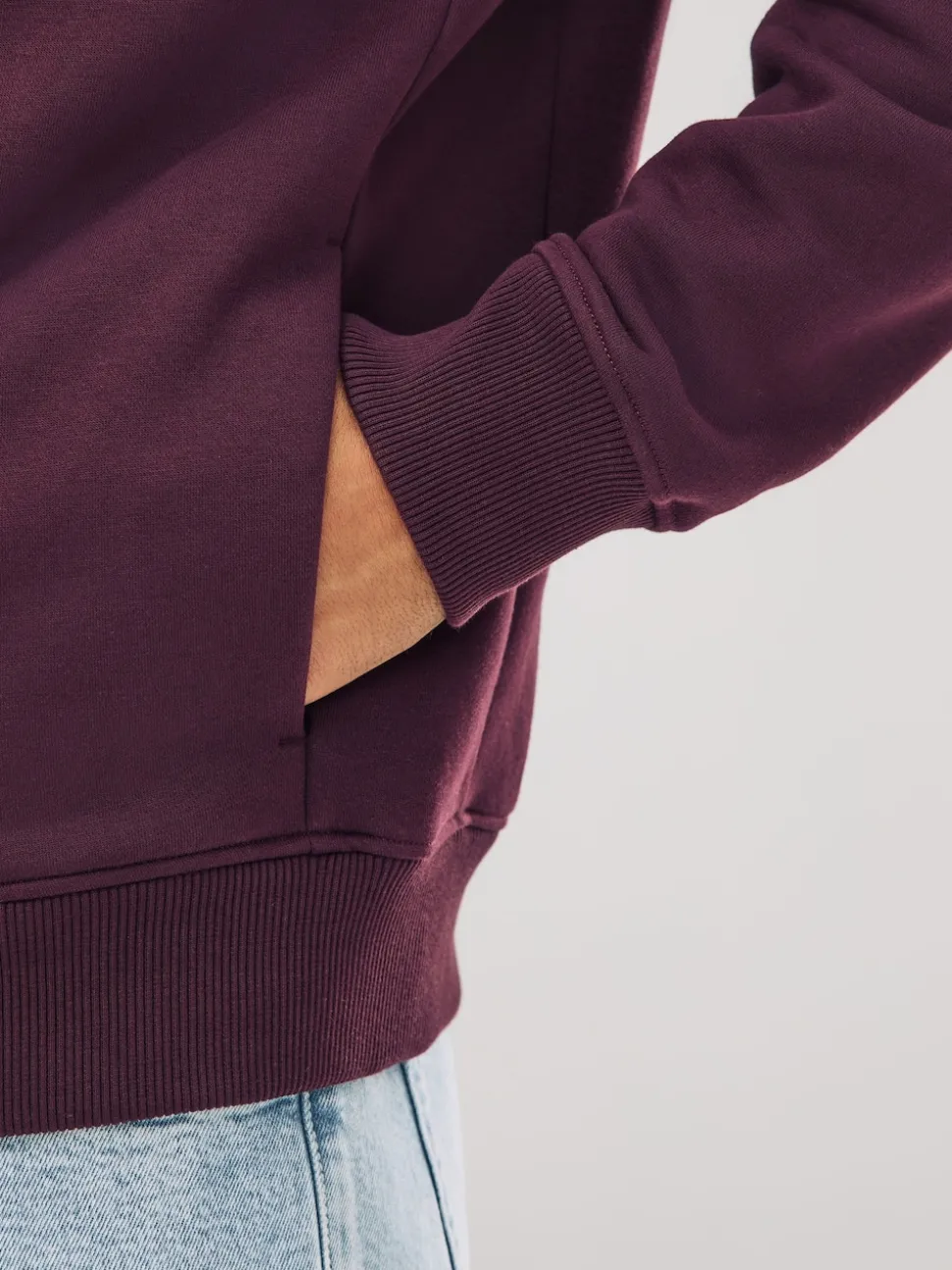 Burgundy Red Cotton Rich Heavyweight Jersey Full Zip Hoodie