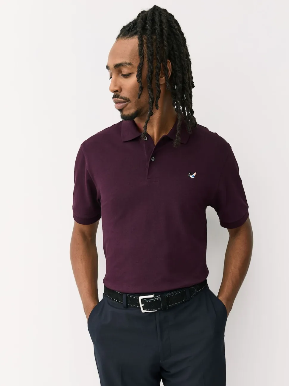 Burgundy Red Duck Short Sleeve Pique Polo Shirt