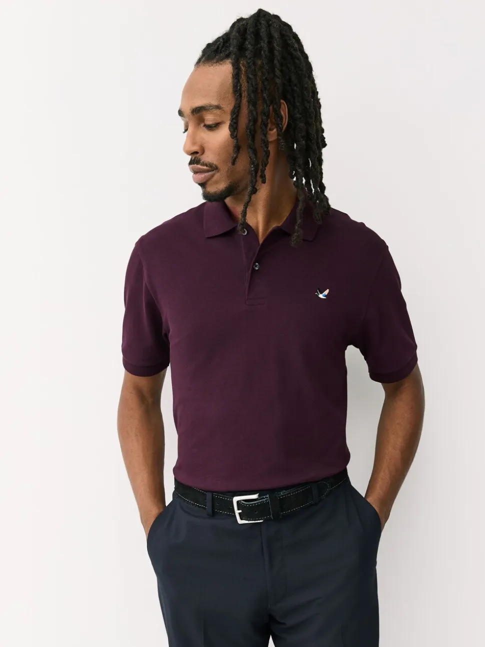 Burgundy Red Duck Short Sleeve Pique Polo Shirt