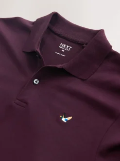 Burgundy Red Duck Short Sleeve Pique Polo Shirt