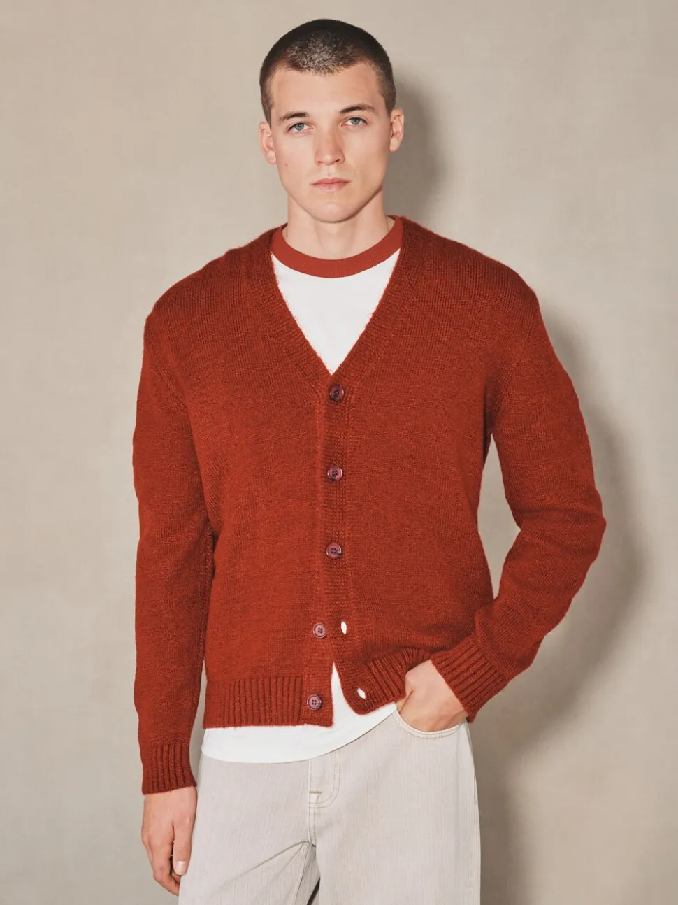 Burgundy Red EDIT Knitted Cardigan