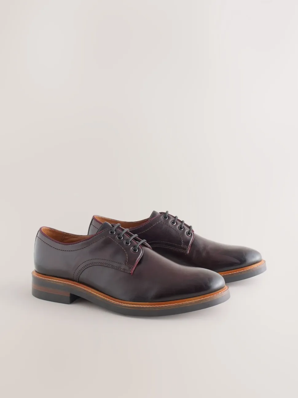 Burgundy Red Heritage Derby Leather Shoes