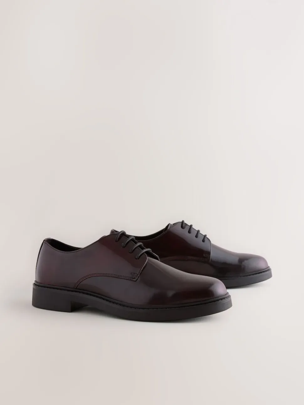 Burgundy Red Hi-Shine Leather Derby Shoes