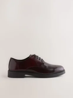 Burgundy Red Hi-Shine Leather Derby Shoes