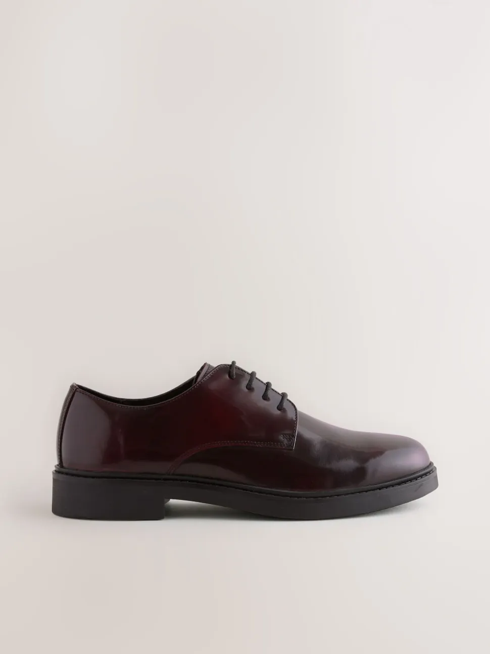 Burgundy Red Hi-Shine Leather Derby Shoes