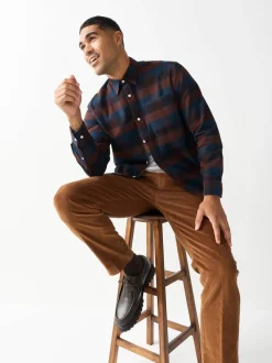 Burgundy Red Long Sleeve Check Shirt