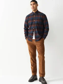 Burgundy Red Long Sleeve Check Shirt