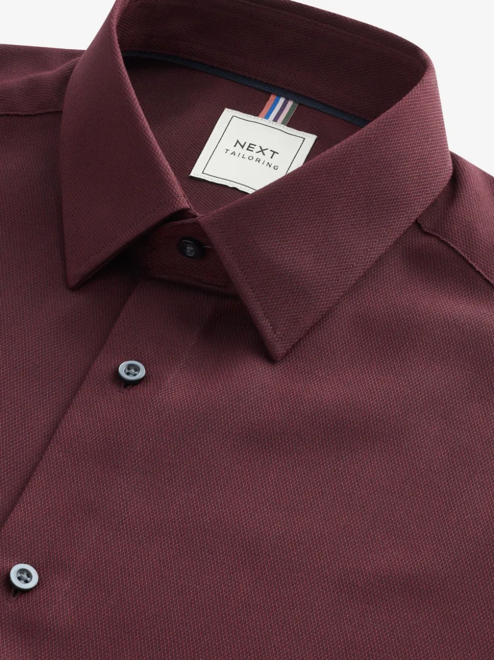 Burgundy Red Regular Fit Easy Care Textured Single Cuff Smart Shirt