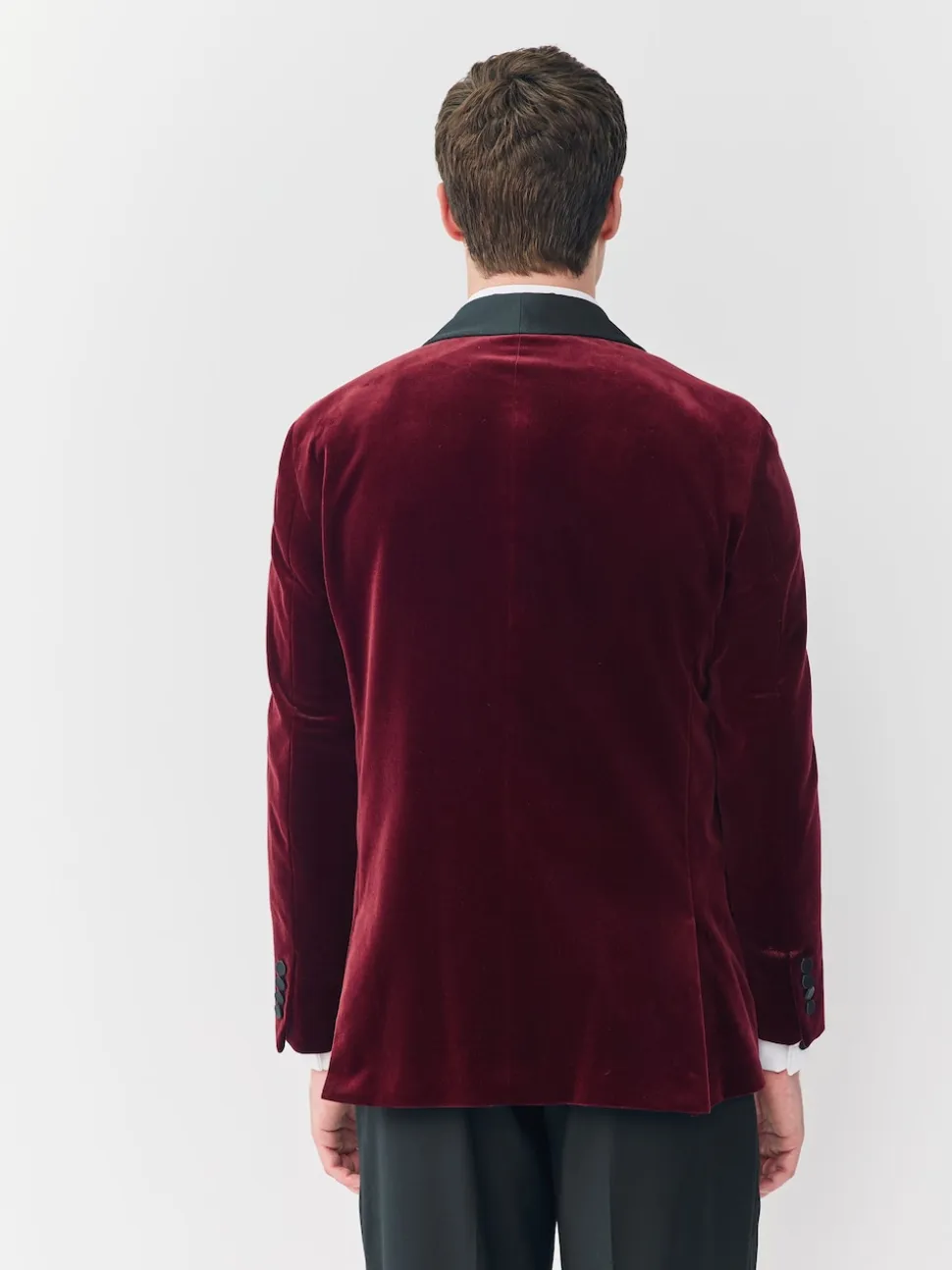 Burgundy Red Regular Fit Signature Pontoglio Italian Velvet Blazer With Shawl Lapel