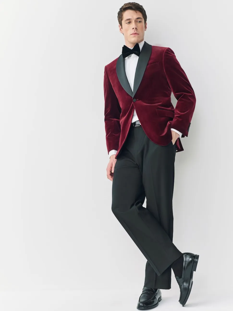 Burgundy Red Regular Fit Signature Pontoglio Italian Velvet Blazer With Shawl Lapel