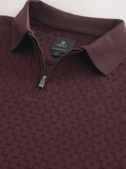 Burgundy Red Regular Fit N.Premium Smart Jaquard Polo Shirt