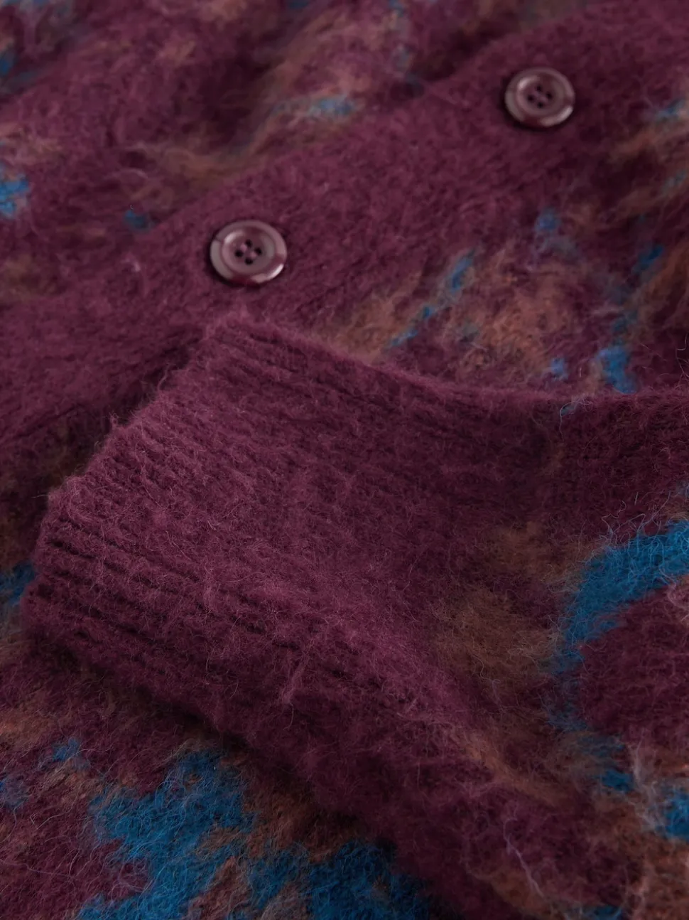 Burgundy Red Relaxed Fit Floral Pattern Cardigan