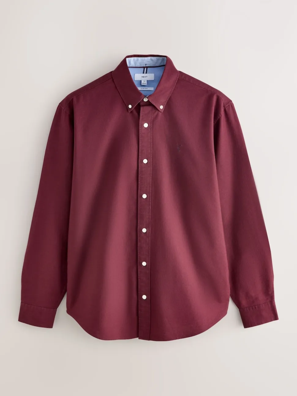 Burgundy Red Slim Fit Long Sleeve Oxford Shirt