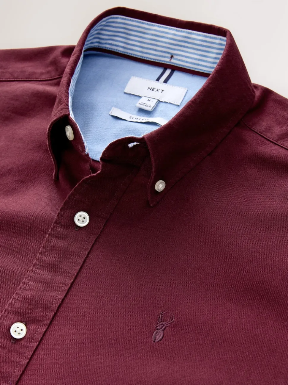 Burgundy Red Slim Fit Long Sleeve Oxford Shirt