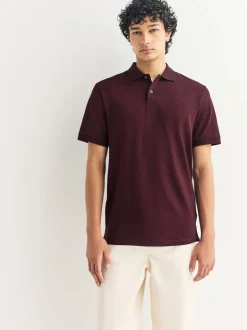 Burgundy Red Slim Fit Short Sleeve Pique Polo Shirt
