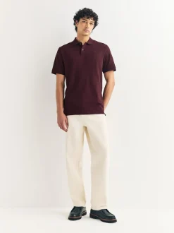 Burgundy Red Slim Fit Short Sleeve Pique Polo Shirt
