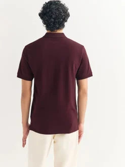 Burgundy Red Slim Fit Short Sleeve Pique Polo Shirt