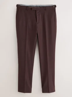 Burgundy Red Slim Fit Signature Zignone Italian Wool Cashmere Blend Flannel Suit Trousers