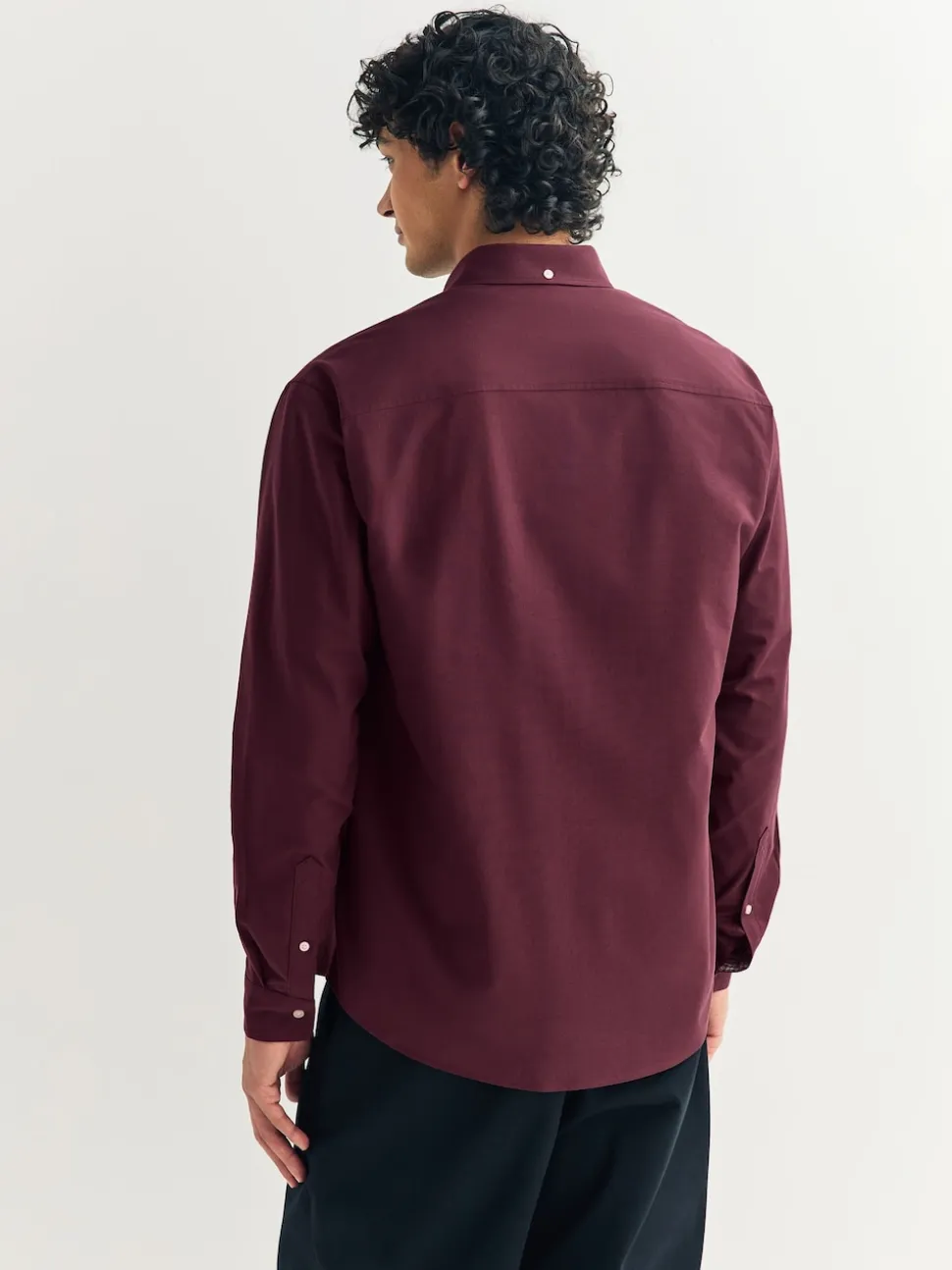 Burgundy Red Stretch Oxford Long Sleeve Shirt