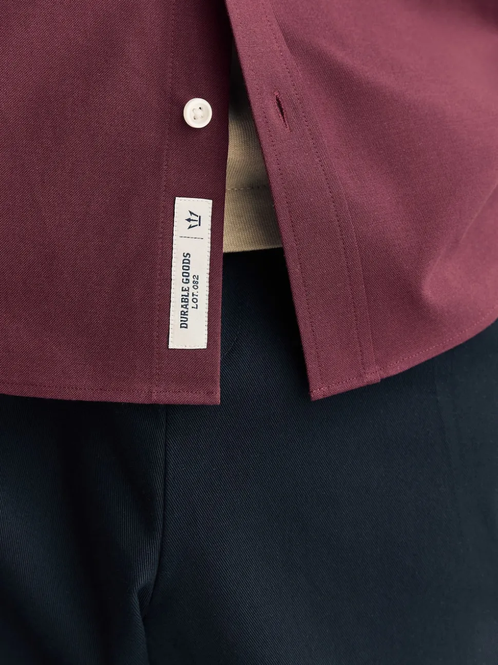 Burgundy Red Stretch Oxford Long Sleeve Shirt