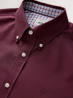 Burgundy Red Stretch Oxford Long Sleeve Shirt