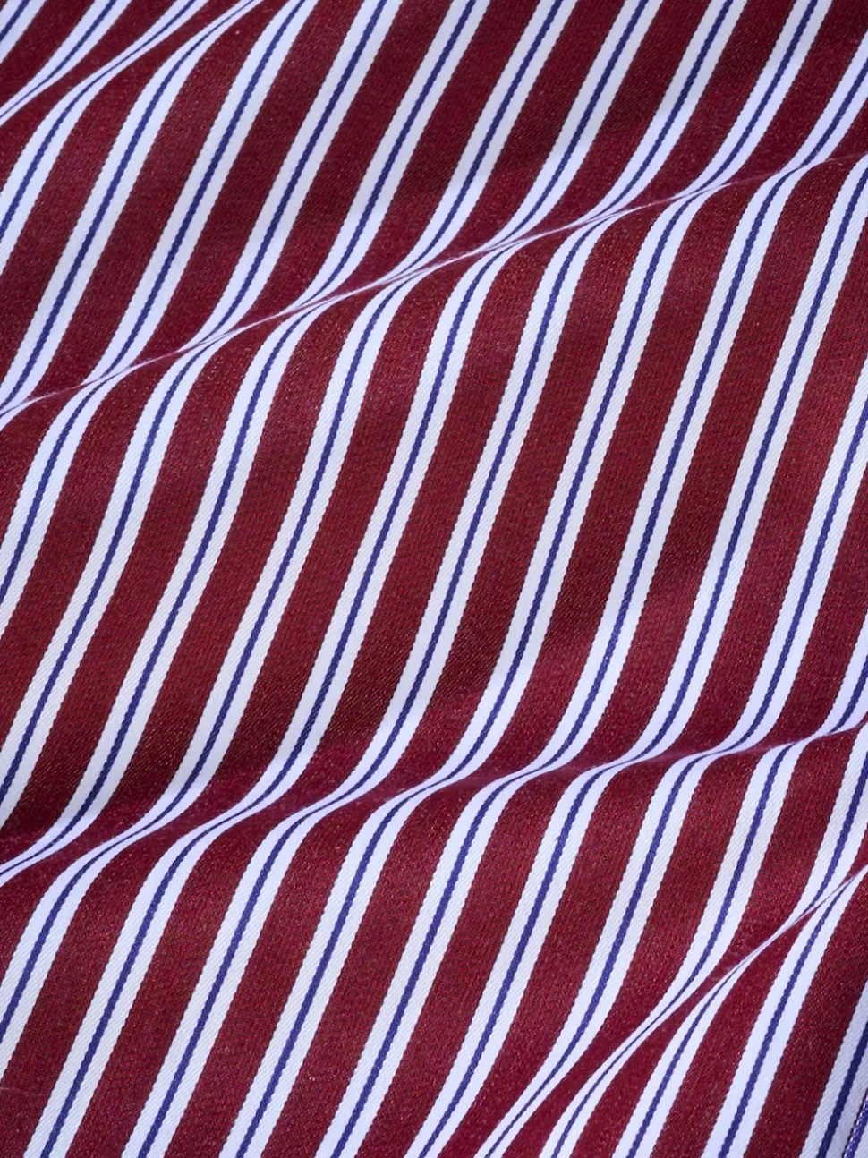 Burgundy Red Stripe Slim Fit 100% Cotton Signature Single Cuff Shirt