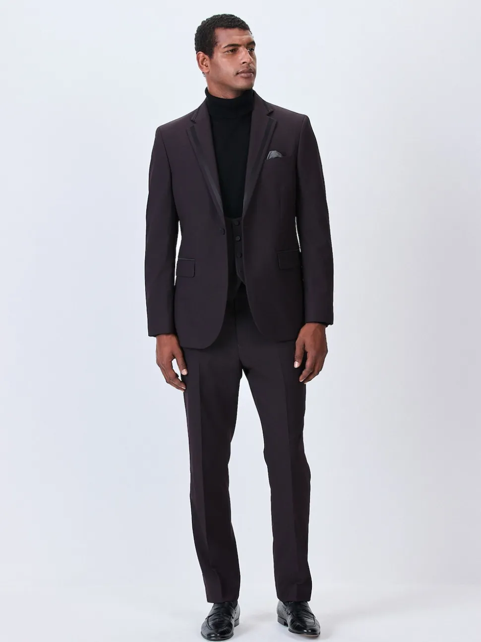 Burgundy Red Tailored Fit Tuxedo Suit Trousers