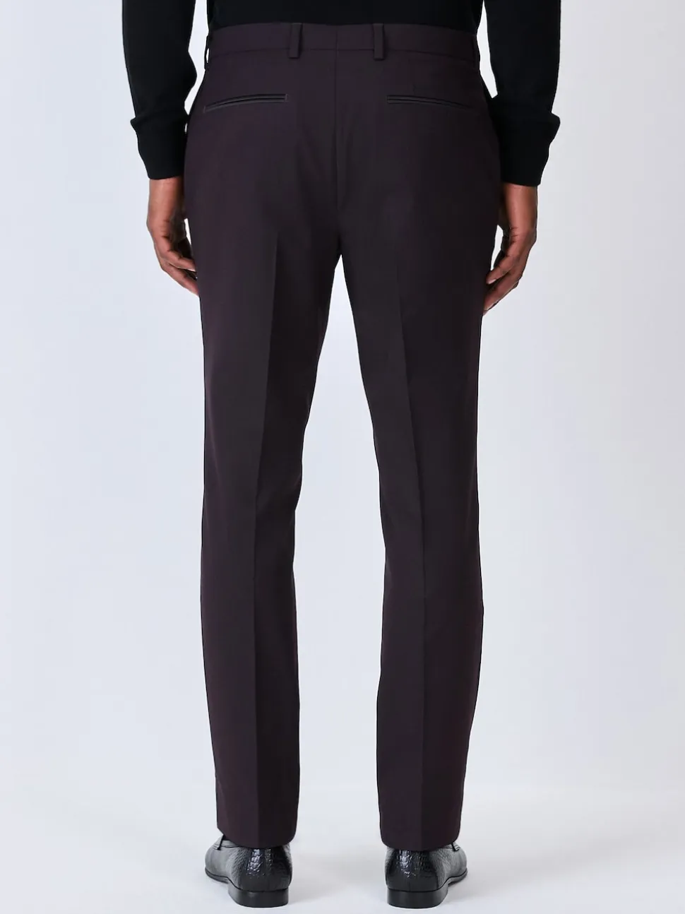 Burgundy Red Tailored Fit Tuxedo Suit Trousers