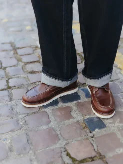 Burgundy Red Tall Apron Wedge Boots