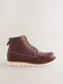 Burgundy Red Tall Apron Wedge Boots