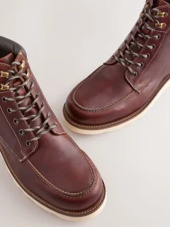 Burgundy Red Tall Apron Wedge Boots