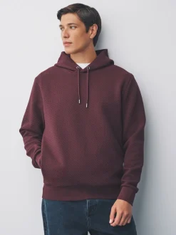 Burgundy Red Textured Overhead Hoodie