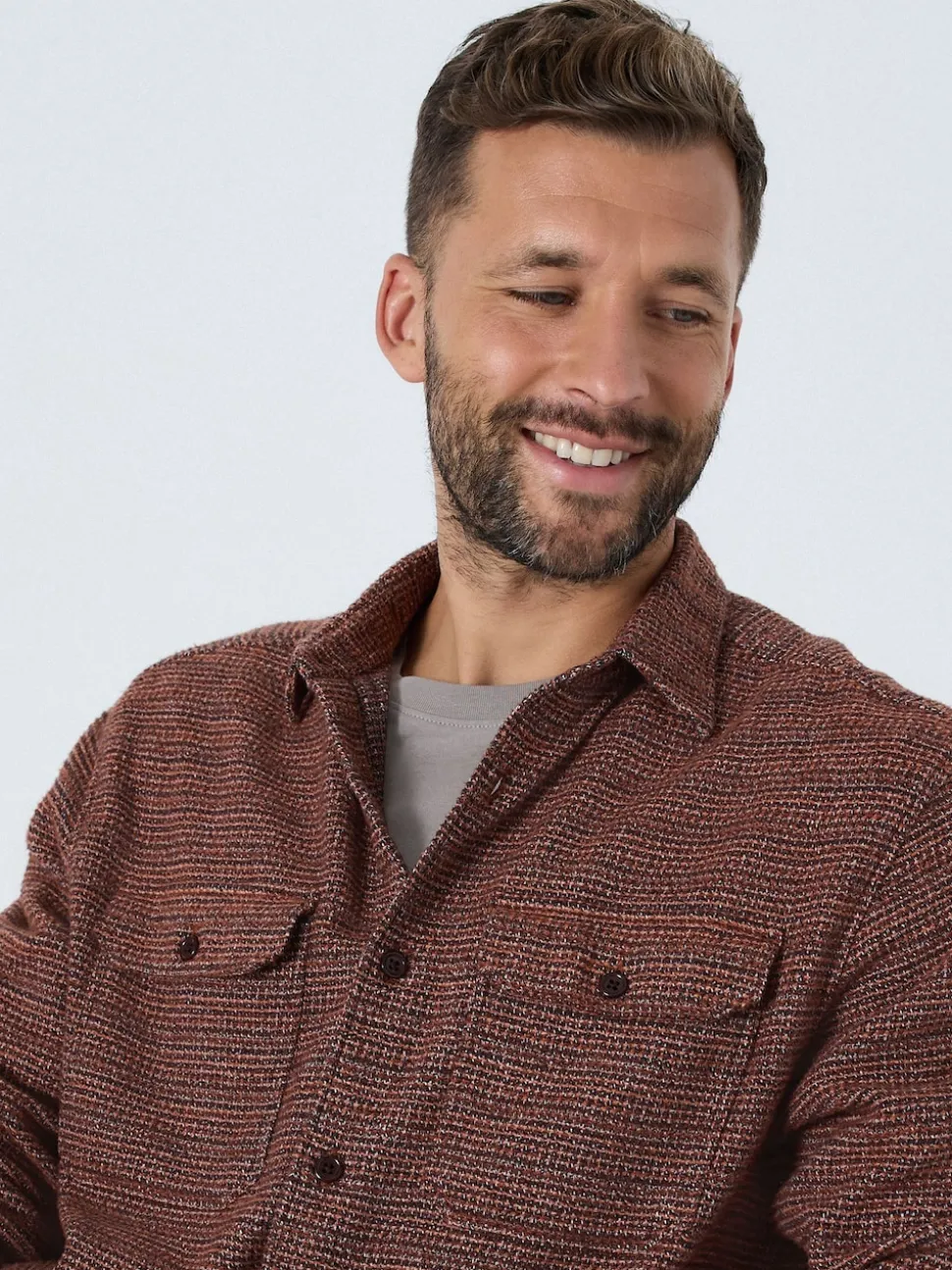Burgundy Red Textured Shacket Overshirt