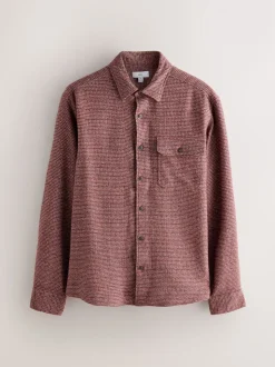Burgundy Red Textured Shacket Overshirt
