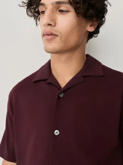 Burgundy Red/Navy Blue/Olive Green Short Sleeve Pique Shirts 3 Pack