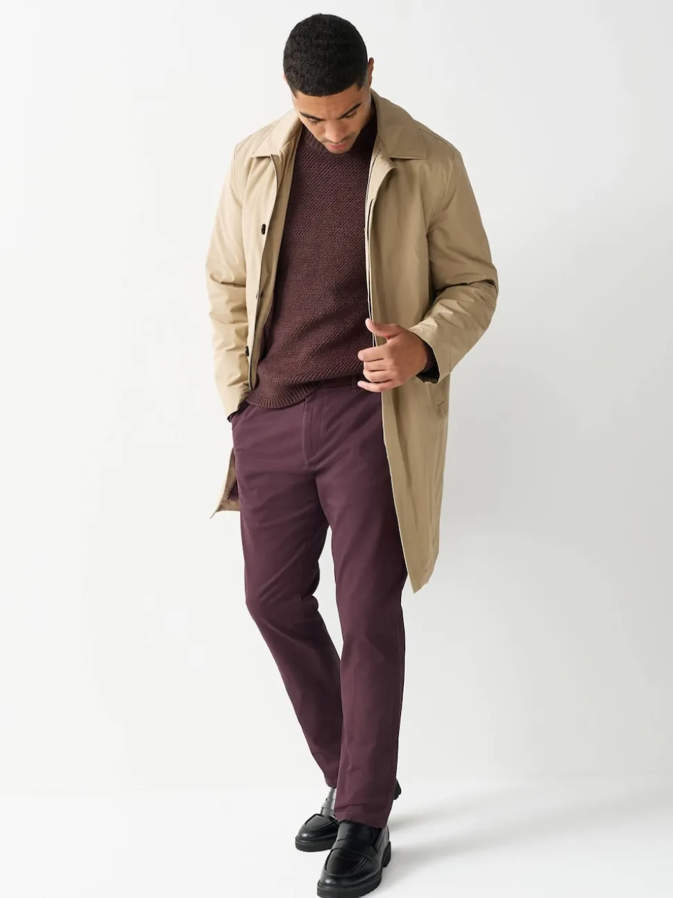 Burgundy Slim Fit Stretch Chinos Trousers