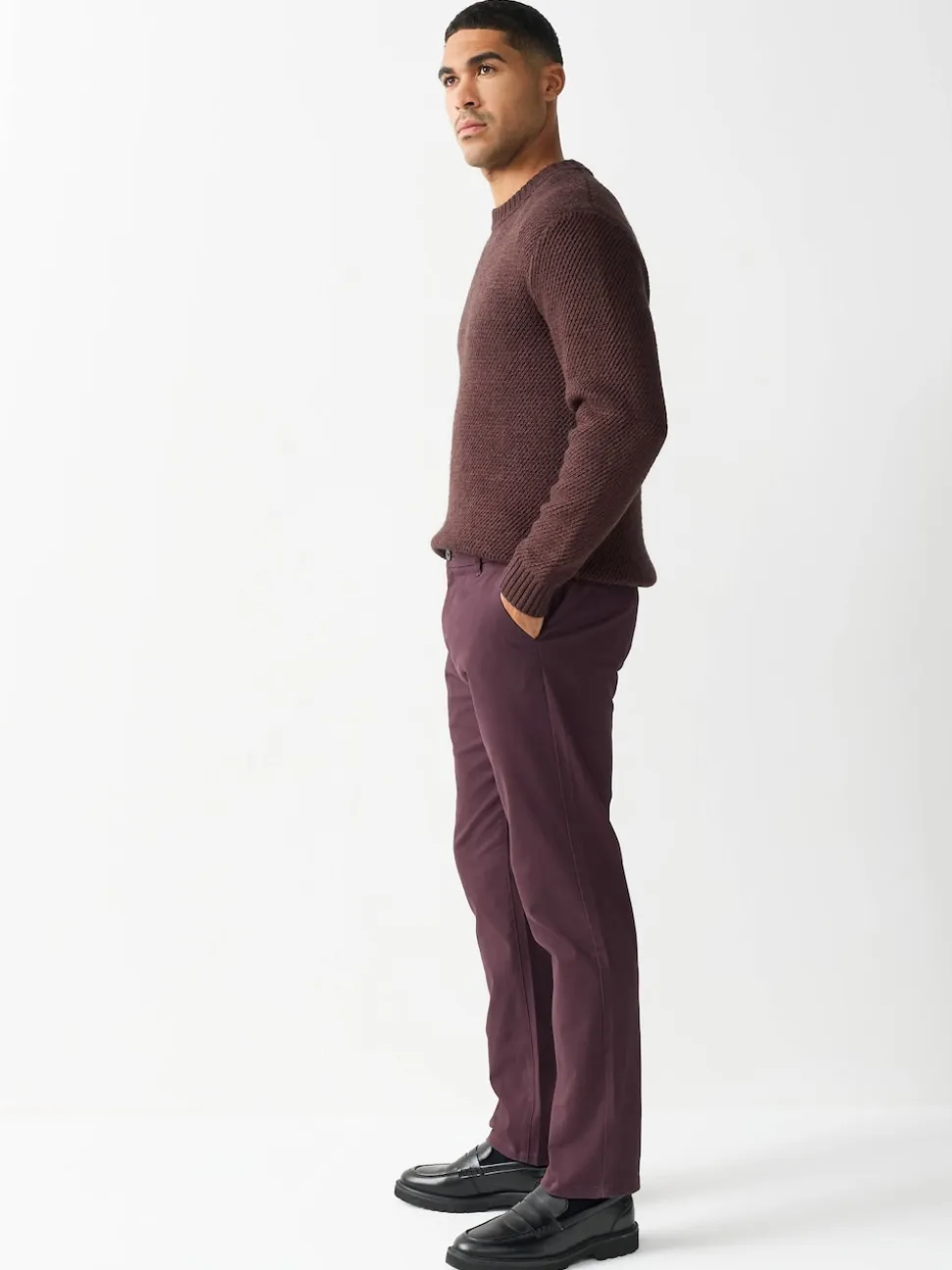 Burgundy Slim Fit Stretch Chinos Trousers