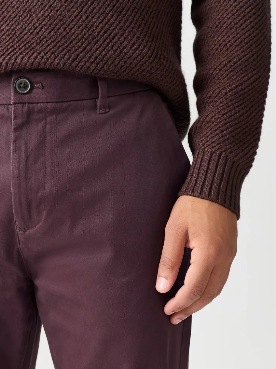 Burgundy Slim Fit Stretch Chinos Trousers