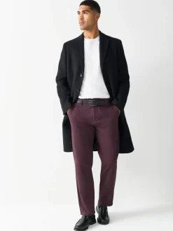 Burgundy Straight Fit Stretch Chinos Trousers