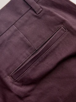 Burgundy Straight Fit Stretch Chinos Trousers