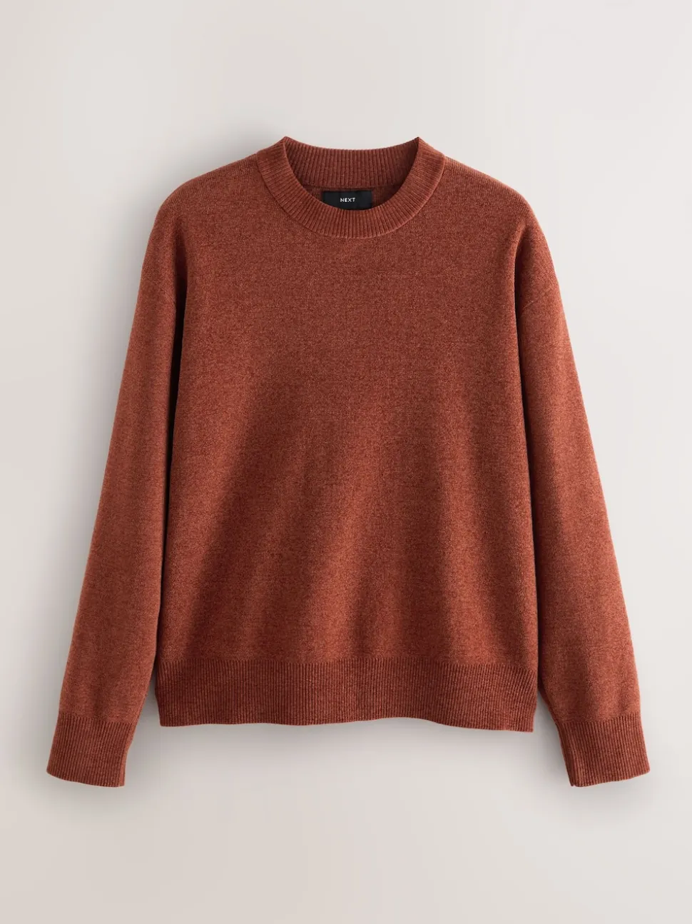 Burnt Orange Relaxed Fit Plain Chenille Crew Neck Jumper