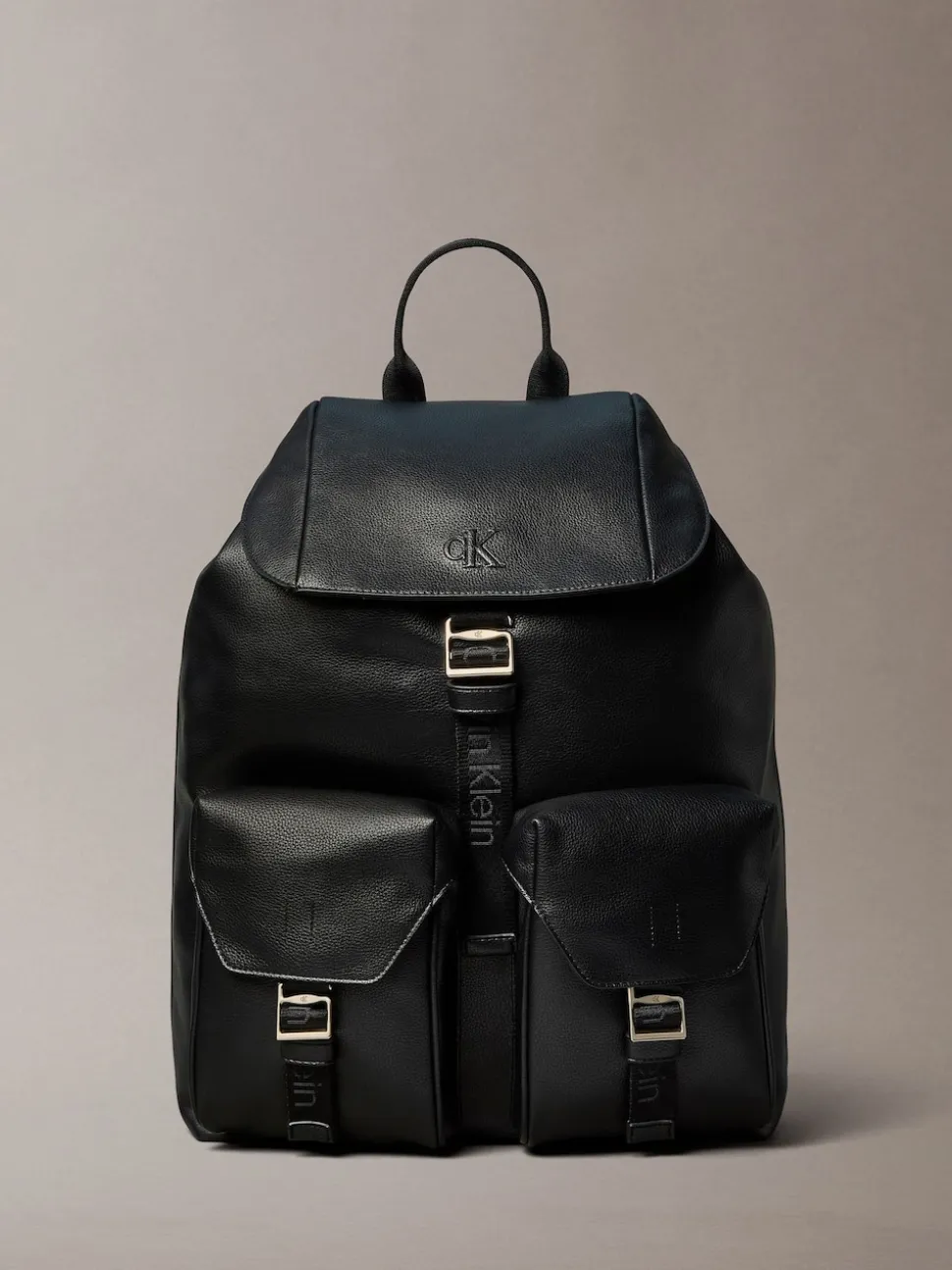 Calvin Klein Black Cargo Top Flap Backpack