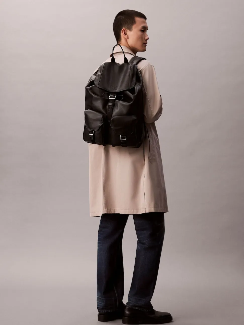 Calvin Klein Black Cargo Top Flap Backpack