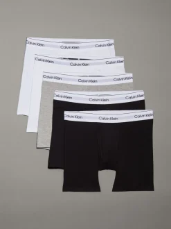 Calvin Klein Black Chrome 5 Pack Icon Cotton Stretch Boxer Trunks 5 Pack