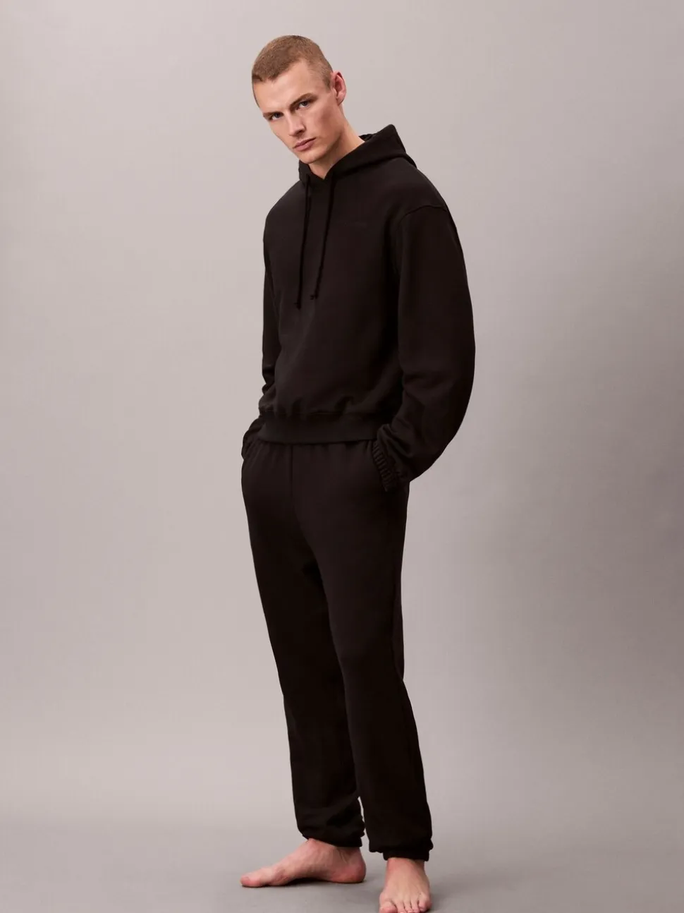 Calvin Klein Black Cotton Terry Blend Lounge Hoodie
