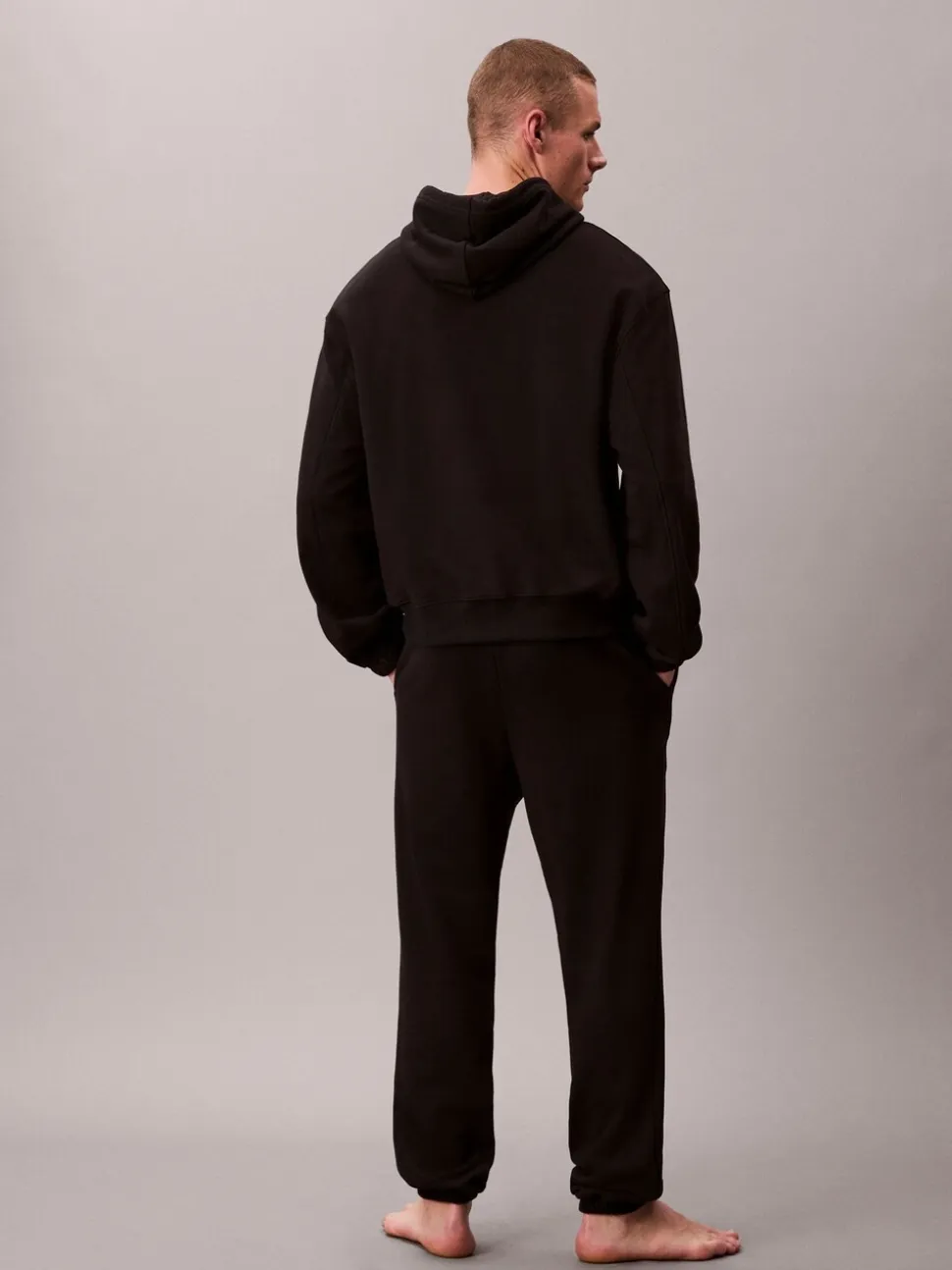 Calvin Klein Black Cotton Terry Blend Lounge Hoodie