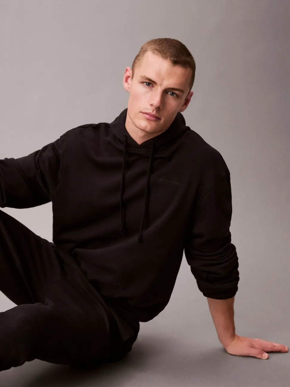 Calvin Klein Black Cotton Terry Blend Lounge Hoodie