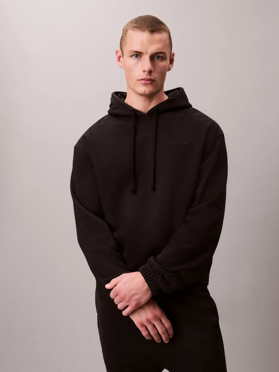 Calvin Klein Black Cotton Terry Blend Lounge Hoodie