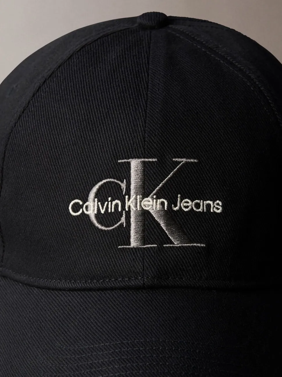 Calvin Klein Black Embroidered Monogram Logo Baseball Cap