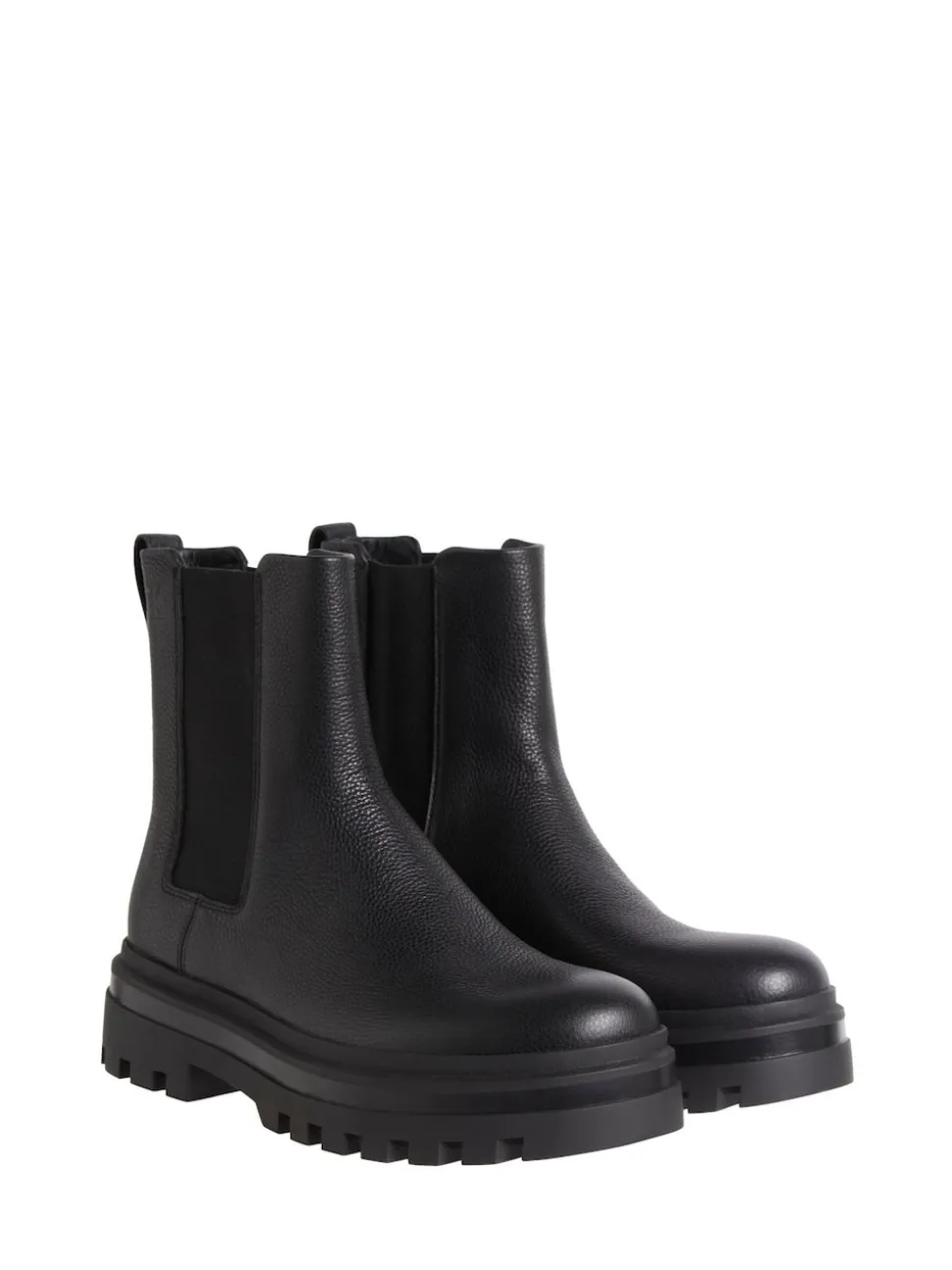 Calvin Klein Black Leather Airfit Lugged Chelsea Boots